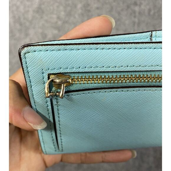 Kate Spade Wallet Large Blue Leather Madison Slim Bifold Saffiano - Picture 9 of 10